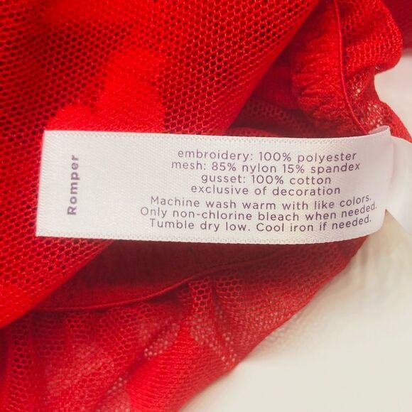 Cacique Heart Lace Cherry Romper Crossover Neck Plus Size 22/24 Haute‎ Red NEW - Picture 10 of 12